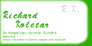 richard koletar business card