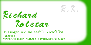 richard koletar business card